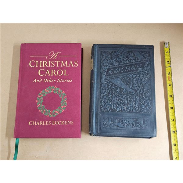Antique "Aesop's Fables" Routledge book, and “A Christmas Carol And Other Stories”