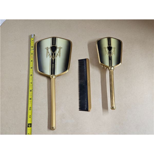 Antique 3 Piece Dresser Set (Comb, Brush, Mirror)