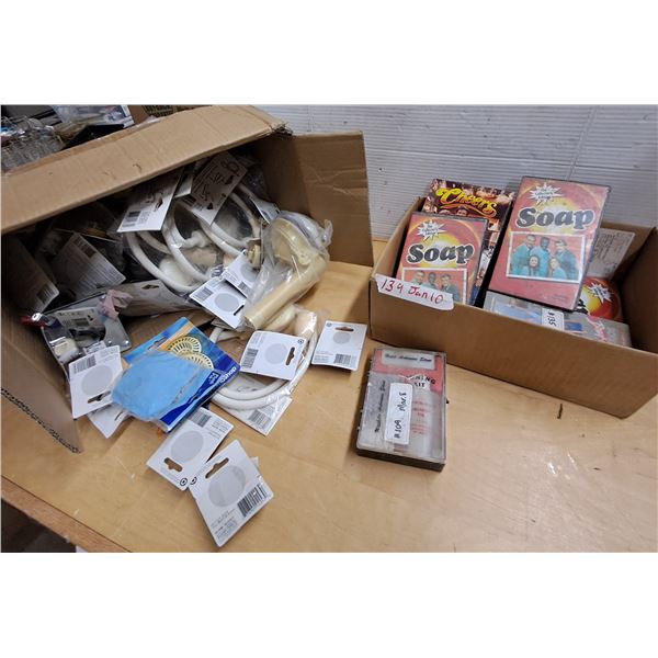 VHS movies + box of plumbing items