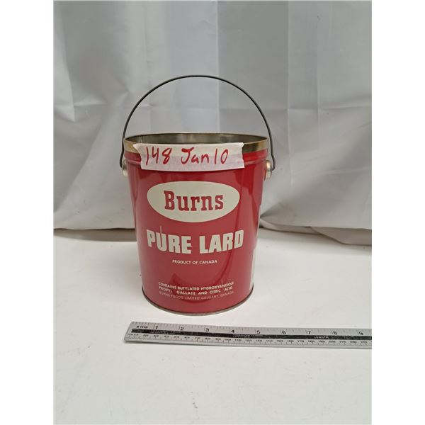 burns tin pail 5 lbs 2.27 kg pure lard