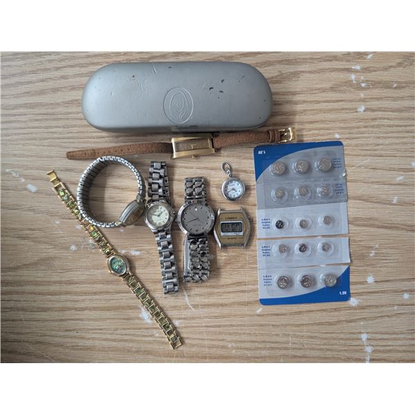 Lot of Watches w/ LR41 Watch Batteries  w/ Case