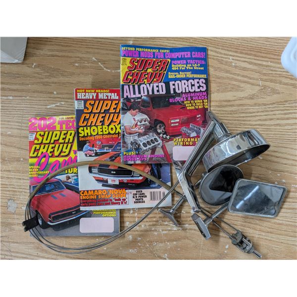Vintage Vehicle mirrors and Monthly Truck Magazines