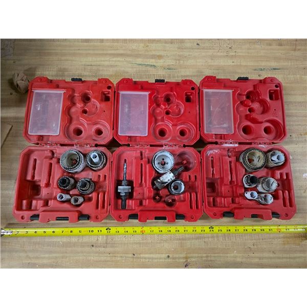 3 Milwaukee cases with hole saw bits