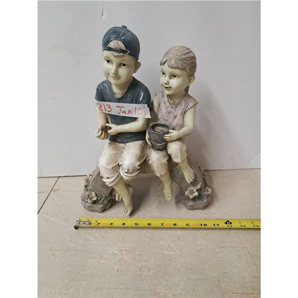 garden ornaments boy + girl