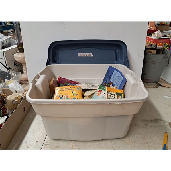 container w/ lot of books