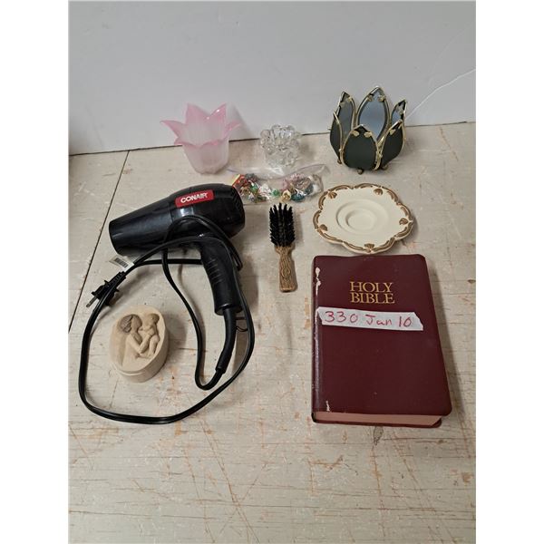 misc hair products + Bible
