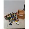 Image 1 : wood box w/ door + toy vehicles