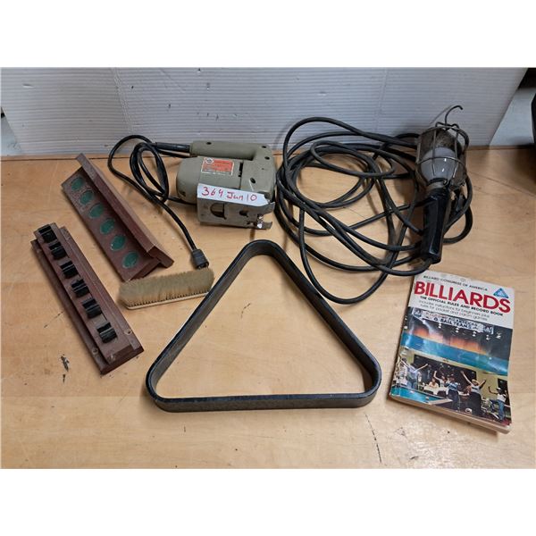 trouble light, black + decker saw, pool pcs