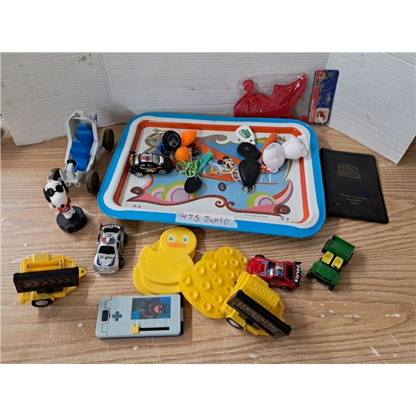 tin tray + toys