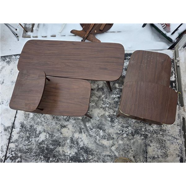 Bed side tables and large coffee table- 28" by 13" by 9"H and 18" by 48" by 14"H