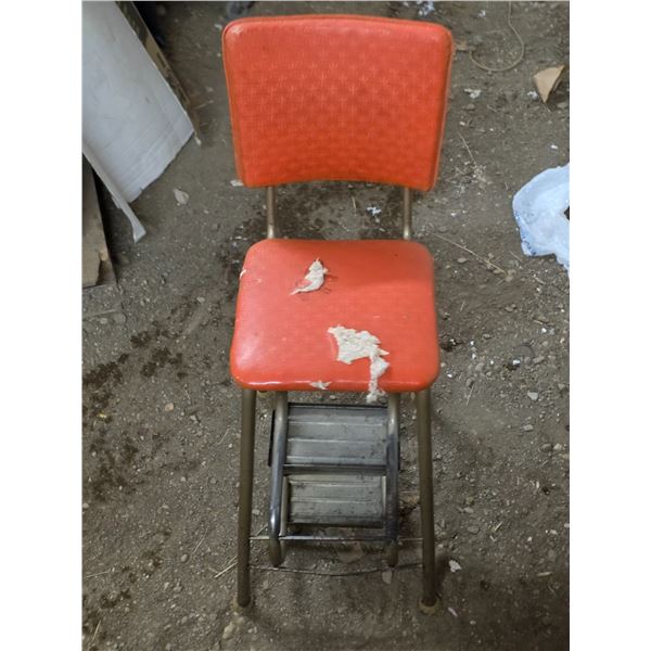 Leather chair with folding foot stool- 35"H