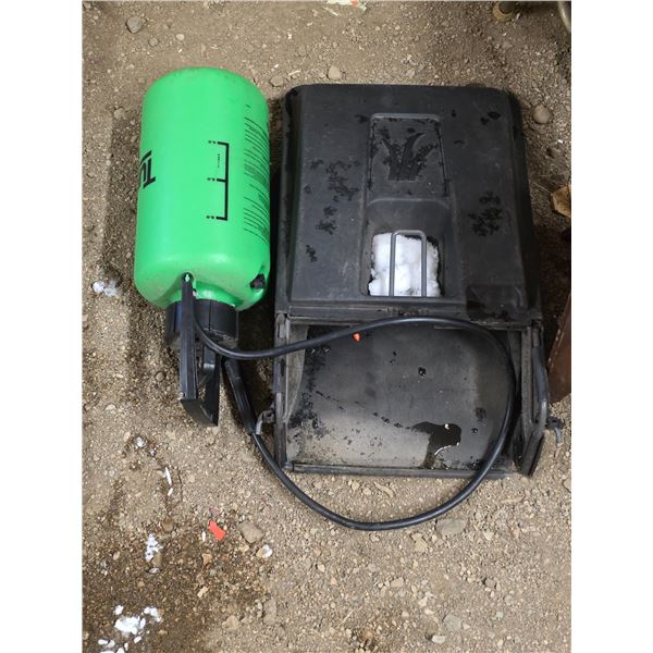 Lawn mower bag and sprayer