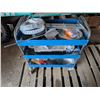 Image 1 : Blue Rolling Shop Metal Cart w/ misc. (33"x16"x28")