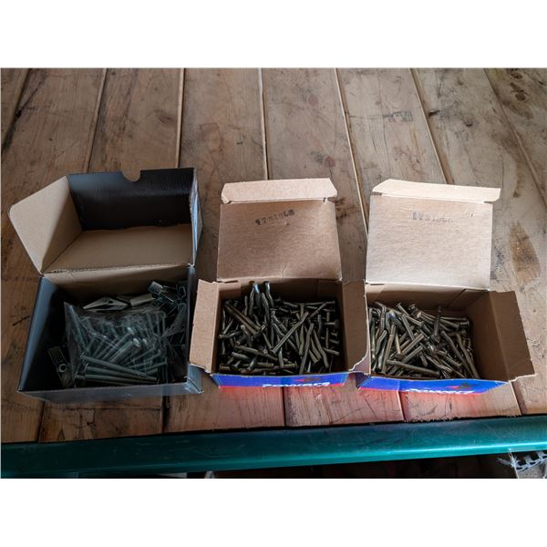 Boxes of Power fasteners Mush Head Spikes and Toggle Bolts w/ Combination Heads