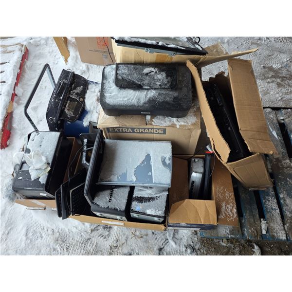 Pallet of electronic parts- computers, printers, monitors- from the early 2000's- possible water dam