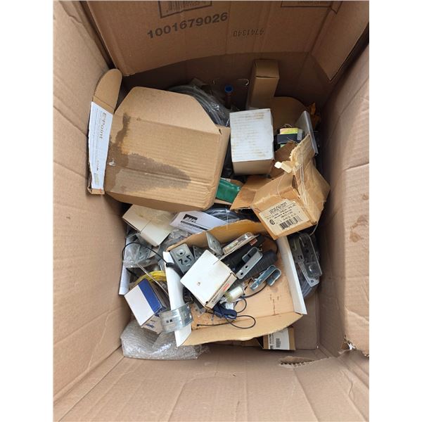 Box of electrical components and hardware