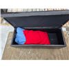 Image 2 : Leather foot stool/ chest with contents- 48"L