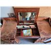 Image 3 : Wood desk with contents- 45" by 18" by 32"H