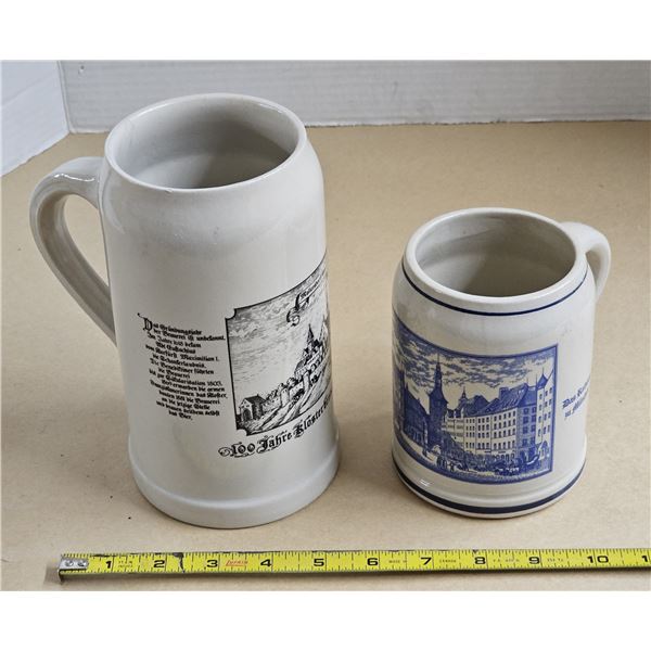 (2) German Stoneware Beer/Ale Steins