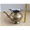 Image 10 : Vintage Hammered Brass Teapot, Brass Ale Pitcher, Pewter Mug