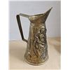 Image 3 : Vintage Hammered Brass Teapot, Brass Ale Pitcher, Pewter Mug
