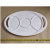 Image 1 : Vintage Jeannette Shell Pink Milk Glass Serving Tray “Feather” Pattern
