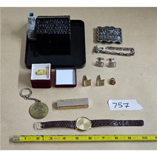 Lot of Misc. Men’s Jewelry etc., incl a Britscar swiss watch (has working battery) and buta