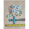 Image 1 : Lot of Misc. Turquoise and Turquoise Coloured Gems, Jewelry etc. – Cannot Confirm Authentic