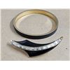 Image 2 : Black Enamel & Rhinestone Set, Rhinestone Feather Brooch