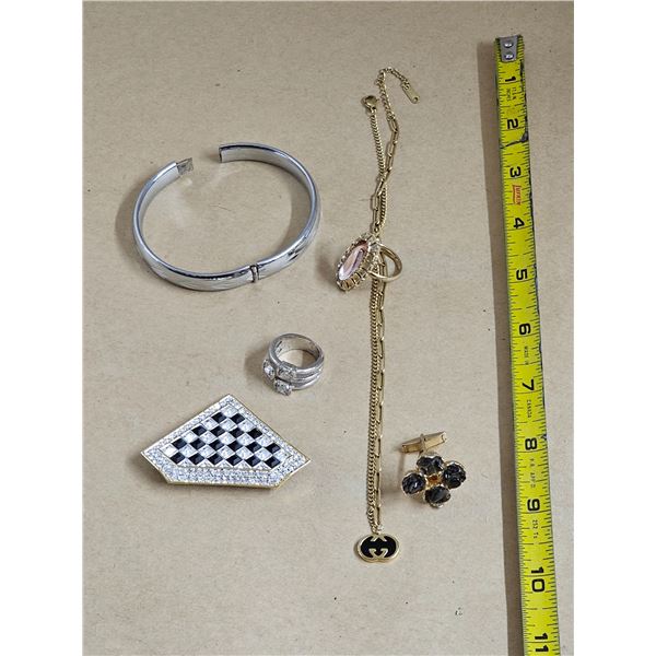 Gucci rocket style chain and Art Deco Brooch