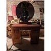 Image 1 : Wood Stand w/ Round Mirror and Drawers (27"x16"x59")