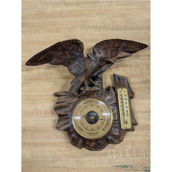 Vintage wood Carved Eagle designed Barometer