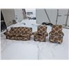 Image 1 : Vintage Floral Designed Chesterfield (67"x31"x40") w/ Arm Chair(36"x33"), and Rocking Chair (29"x40"