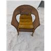 Image 1 : Whicker Chair (29") w/ Yellow Cushion
