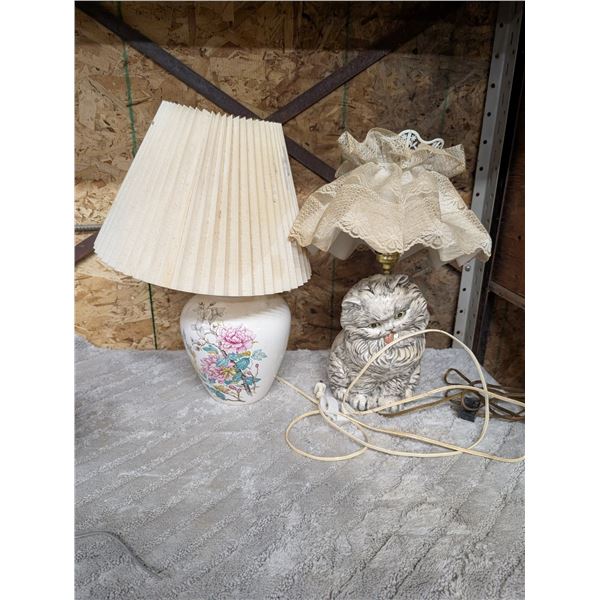 (2) Lamps (1) Cat Base Deisgn (1) Floral Design Base (Both Not Tested)