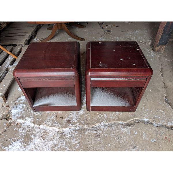 (2) End Table Night stands w/ Drawers And Open Cubby Space (19"x17"x17")