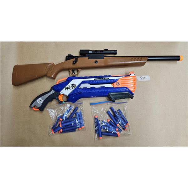 (2) Toy Dart Guns inc. Nerf N-Strike Elite Roughcut 2x4, Foam Darts