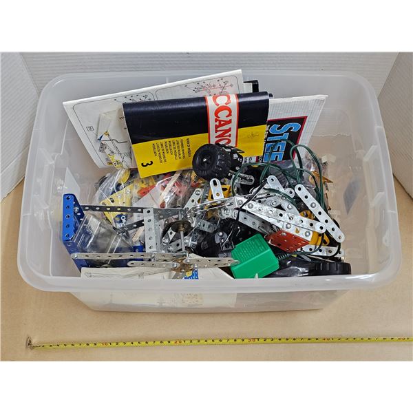Meccano Sets in Plastic Tote Box
