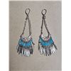 Image 1 : Indigenous Style Silver Coloured Dangle Earrings