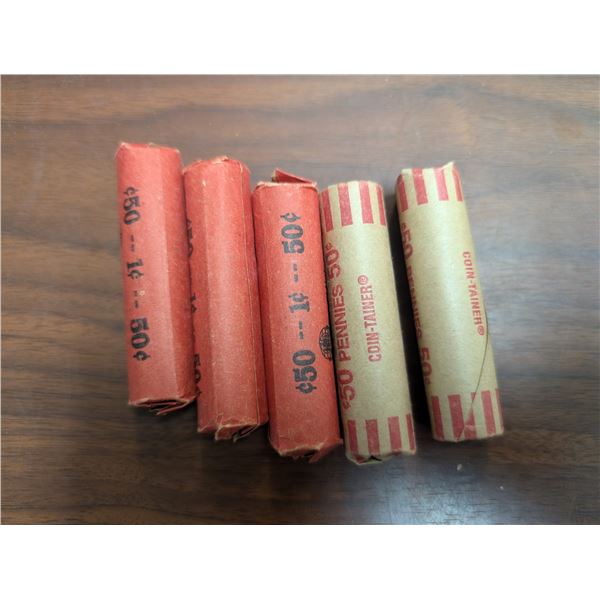(5) Rolls of Vintage Canadian Pennies (Not All Dates Known)