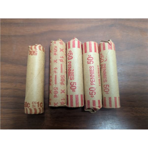 (5) Rolls of Vintage Canadian Pennies (Not All Dates Known)