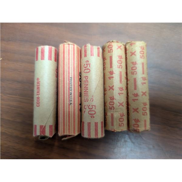 (5) Rolls of Vintage Canadian Pennies (Not All Dates Known)