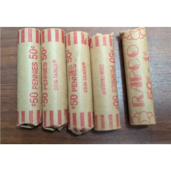 (5) Rolls of Vintage Canadian Pennies (Not All Dates Known)