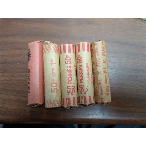 (5) Rolls of Vintage Canadian Pennies (Not All Dates Known)