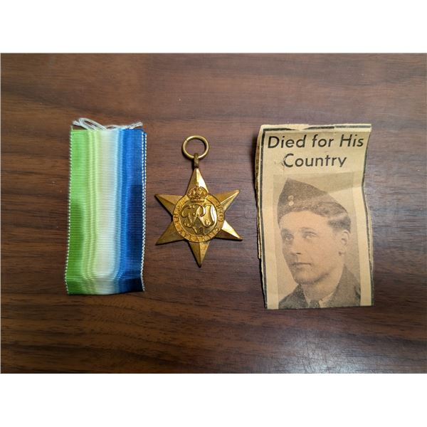 Canadian THE ATLANTIC STAR Medal w/ Newspaper Clipping of W.O.1 B Soroski
