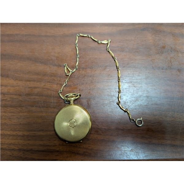 Elgin 17 Jewels Swiss made Pocket Watch W/ Chain (not Working Possibly) In Graved w/ Peoples Names
