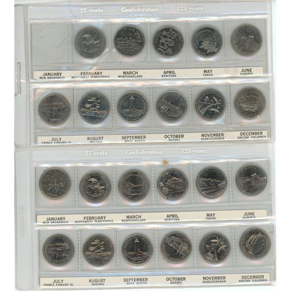 (2) Canada 125 25 Cent Commemorative Coins Provinces (1) Coin Missing