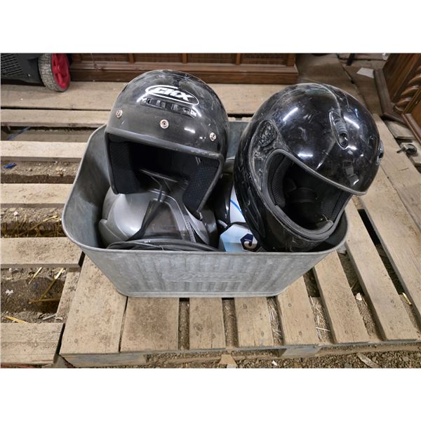 Motorcycle helmets and galvinized tub