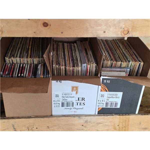 Boxes of records and CDs