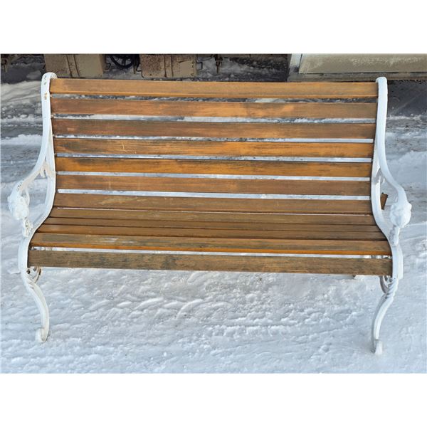 Cast iron and wood bench- 16" by 80" by 30"H